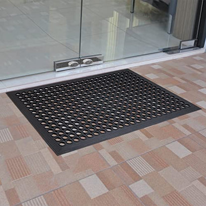Rubber Floor Door Mats Outdoor Entrance Commercial Restaurant Kitchen Anti Fatigue Rubber Drainage Mat New Non Slip Bar Floor Mat for Garage Use Black 36inch x 60inch from SallyMall - size: 60"L x 36"W x 0.4"Th