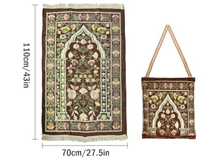 Prayer Mat, Prayer Mat Islam, Prayer-Rug Islamic, Muslim Prayer-Rug, with Elegant Design Bags, Soft Carpet, for Ramadan Islamic Muslim, Great Gift for Family, Friends (Brown)
