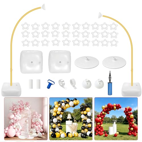 Balloon Arch Kit,Free Bending 8.2FT & 5FT Half Balloon Arch Stand - color: Gold