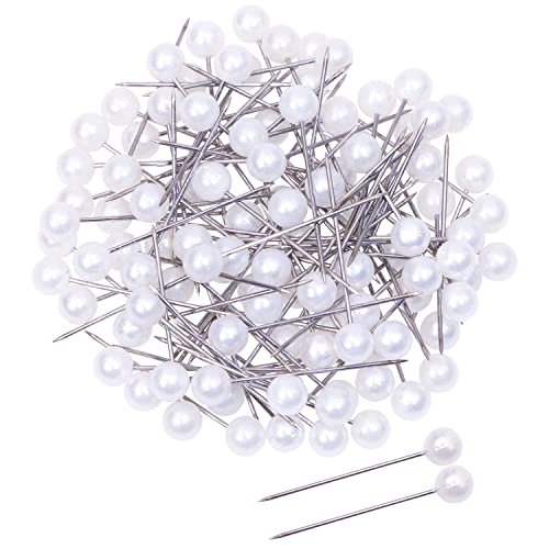 Tupalizy 100PCS Sewing Pins for Fabric Straight Pins with Faux Pearl Heads for Quilting Sewing Knitting Crochet DIY Art Craft Projects Christmas Ornaments Jewelry Wedding Decorations, White, 1Inch - size: 1Inch