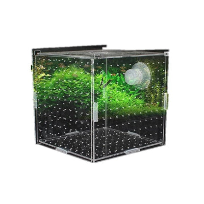 HEPBAK 1pcs Fish Tank Transparent Aquarium Single Double Multi Grid Isolation Box Small Fry Incubator Breeding Box Aquatic Pet Supplies (Color: 6x6x6cm)