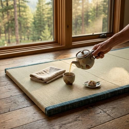 MustMat Japanese Floor Mattress Foldable Tatami Mats Folding Tatami Futon Mattress Rush Grass Floor Bed 35.4"x78.7"x1.2"(2 piece Set) - size: 2 piece set