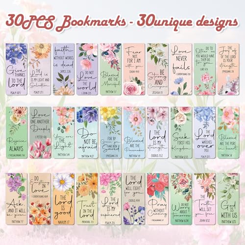 Wxiben Bible Verses Magnetic Bookmark - 30Pcs Inspirational Floral Book Mark Magnets Christian Flower Bookmarks Magnetic Religious Faith Book Markers Page Clip for Women Students Teachers Reading Gift - style: Bible Floral