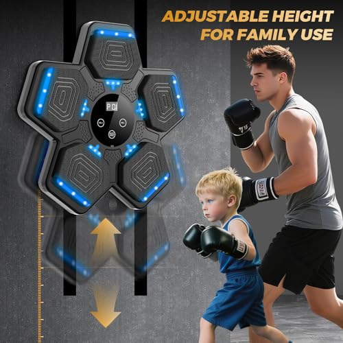 LOLBOX 2026 Music Boxing Machine for Adults and Kids, Smart Bluetooth Boxing Training Equipment with Gloves Wall Mounted, Workout Punching Machine for Home,Office and Gym - color: Jet Black