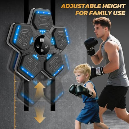 LOLBOX 2026 Music Boxing Machine for Adults and Kids, Smart Bluetooth Boxing Training Equipment with Gloves Wall Mounted, Workout Punching Machine for Home,Office and Gym - color: Jet Black