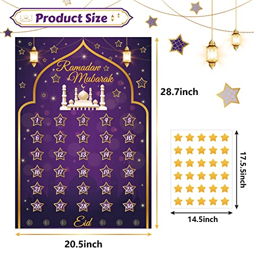 Ramadan Calendar 2025 Ramadan Decorations for Home Eid Activities for Kids Reusable Ramadan Decor Eid Mubarak Poster Ramadan Advent Calendar Decorations for Home Wall