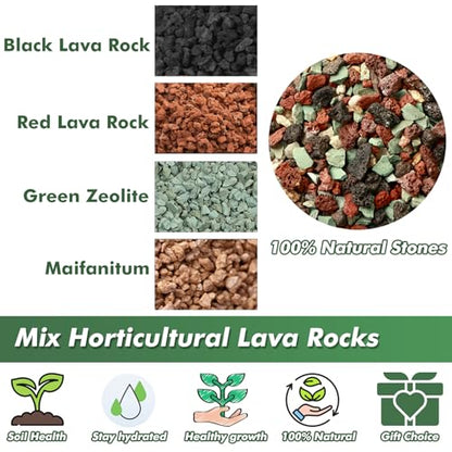 18 Pounds Mix Horticultural Lava Rocks, 5-8 mm Lava Rocks for Plants, Bonsai Rocks Horticultural Grit Soil Cover Gravel for Succulents and Hydroponics, Fairy Gardening, Top Dressing, Plant Drainage - size: 0.2-0.3 inch, style: Mix lava/ 18 pounds