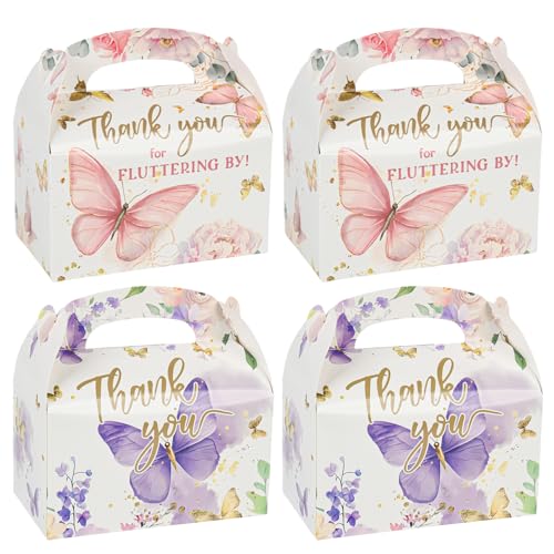 DjinnGlory 36-Pack Butterfly Party Favor Treat Boxes, Small Cute Gable Boxes for Girls Party Giveaways and Small Business 6.18x3.58x3.39 Inches - color: Butterfly