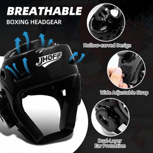 Martial Arts Karate Protective Sparring Gear Package Deal/Gift Adjustable Adult & Youth Headgear, Gloves & Kicks for MMA, Taekwondo, Boxing Training - color: Black, size: Small