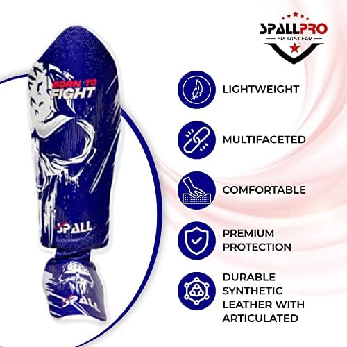 Muay Thai Shin Guards for Kickboxing Martial Arts BJJ Boxing Equipment MMA Training and Sparring Leg Guard with Instep Protection Pads - color: BTF-Blue, size: Small-Medium