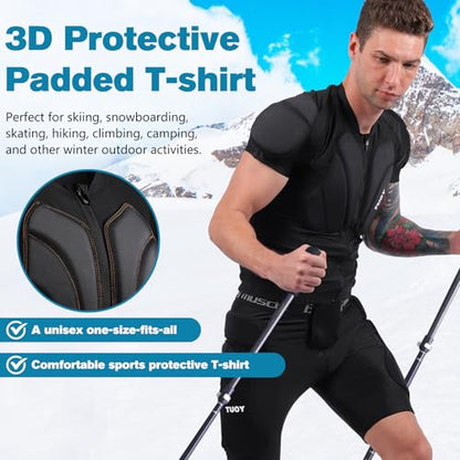 Men's Snowboard Protective Padded Shirt for Back Spine Shoulder Chest Protector Ski lmpact Shirt - size: XX-Large
