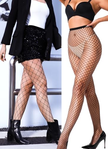 VOAKOW Fishnet Stockings Womens High Waist Fishnet Tights Mesh Stockings For Women - color: Black Lm Mesh
