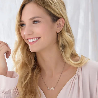 Personalized Japanese, Arabic, Hebrew, Greek, Chinese, Cyrillic, Hindi Name Necklace for Woman, Her, Men, Him - Custom Made with Any Name - Unisex Jewelry Gift for Mother's Day, Father's Day, Birthday - color: 18k Rose Gold Plated, style: Arabic