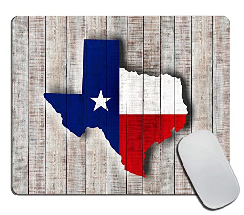 Texas Map Mouse Pad, Texas Flag on Rusty Rustic Wooden Board American Southwestern Customized Non-Slip Rubber Base Mousepads, Computer Mouse Pads for Wireless Mouse 9.5×7.9×0.12 inches - color: TSP99