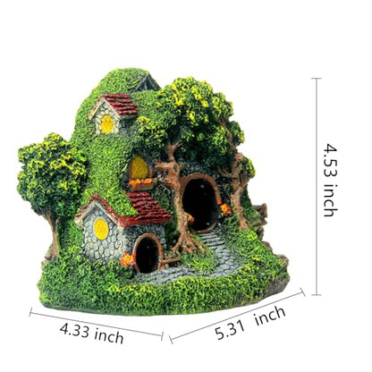 RVQIGYP[Magic Underwater Cabin Fish Tank Landscaping Hobbit House Decoration | Handmade Resin Material Waterproof and Anti-Fading | Fairy Tale Style Aquarium Landscaping Give Away Water Plants