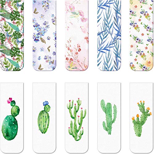 Chinco 10 Pieces Magnetic Bookmarks for Women Magnets Page Markers Clip Assorted Book Markers Set for Teachers Reading Gifts(Cactus) - style: Cactus