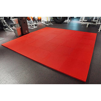 Meister X-Thick 1.5" Interlocking EVA Foam Mats - RD - 16 Tiles (64 Sqft) | Extra-thick 2X cushioning w/ anti-slip grip. 2' x 2' puzzle mats for wrestling, MMA, gymnastics, home gyms and play areas - color: Red, size: 16 Tiles (64 Sqft)
