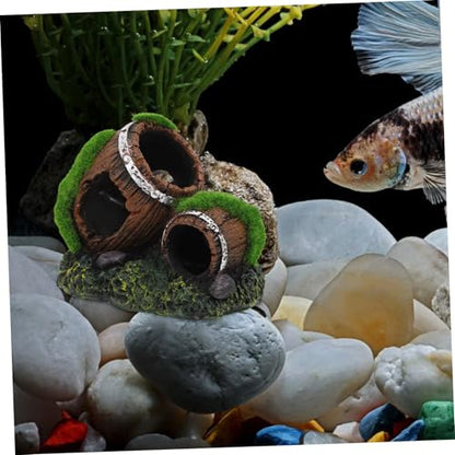 Mikikit Resin Barrel Aquarium Ornament Decorative Fish Hideout for Betta All Fish Tanks Aquarium Decor Enhancing Visual Appeal and Providing Cozy Retreat for