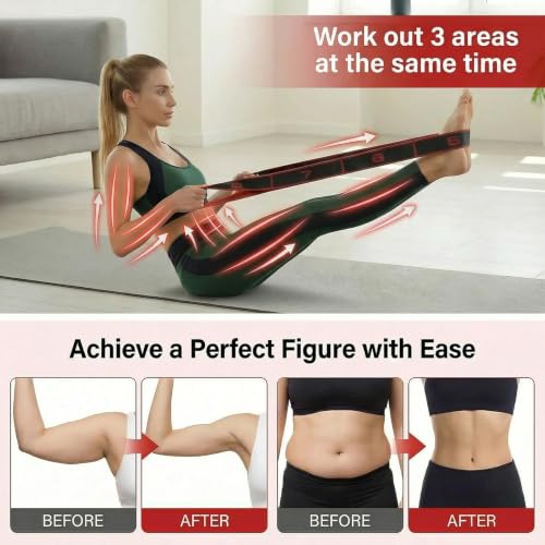 Resistance Bands for Legs: 8-Section Stretching Strap Yoga Strap with Loops | Stretch Bands for Exercise, Elastic Band Stretch Strap for Glutes Physical Therapy, Dance Flexibility Home Pilates Equipment - color: Black