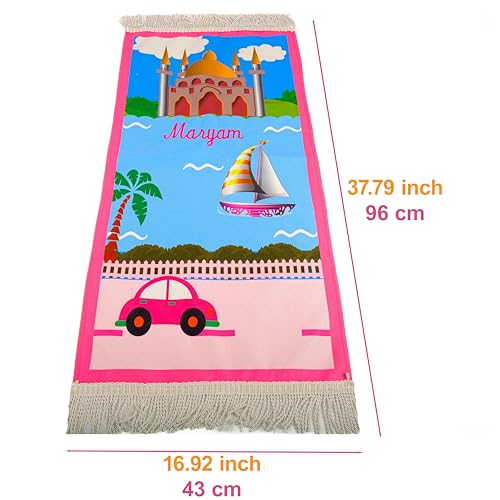 IEF Personalized Prayer Rug Prayer Beads Quran Islamic Gift Set, Ramadan Eid Hajj Umrah Birthday Anniversary Graduation Gift for Girls and Boys (Model-8, Girl) - color: Model-8