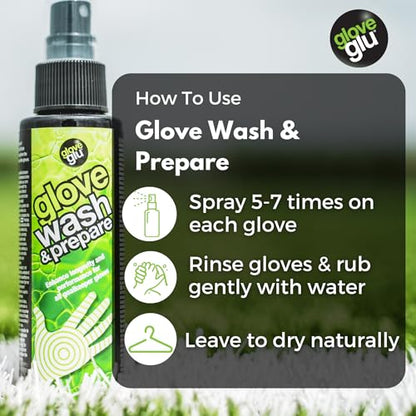 gloveglu 8.45 floz Premium Wash Prepare Deep Cleaning Goalkeeper Glove Spray for All Sports Gloves