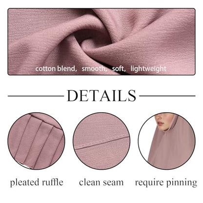 Prayer Hijab for Women Muslim Cotton Blend Lightweight Ruffled Square Scarf - color: White