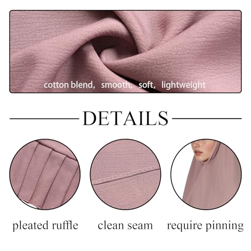 Prayer Hijab for Women Muslim Cotton Blend Lightweight Ruffled Square Scarf - color: Dark Pink