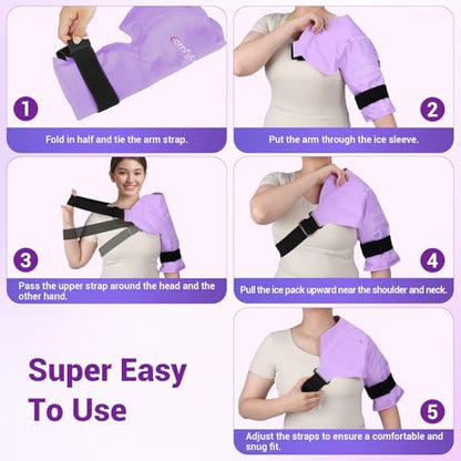 Comfytemp 숄더 아이스 팩 랩 로테이터 커프 테라피 (라지/XL) | FSA 적격 HSA, 부상을 위한 젤 아이스 팩 재사용 가능, 통증 완화, 회복을 위한 핫 콜드 압축 어깨 브레이스, 퍼플 - color: 퍼플., size: 대형