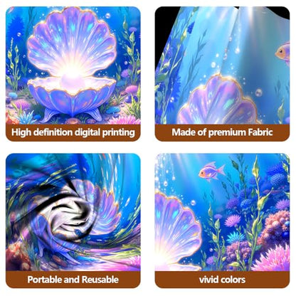 10x6.5FT Mermaid Backdrop Under The Sea Party Decorations | Underwater Ocean Scene with Giant Shell & Pearl,Coral Reef Fish Aquarium Background for Photography Kids Birthday Baby Shower - size: 10x6.5 FT