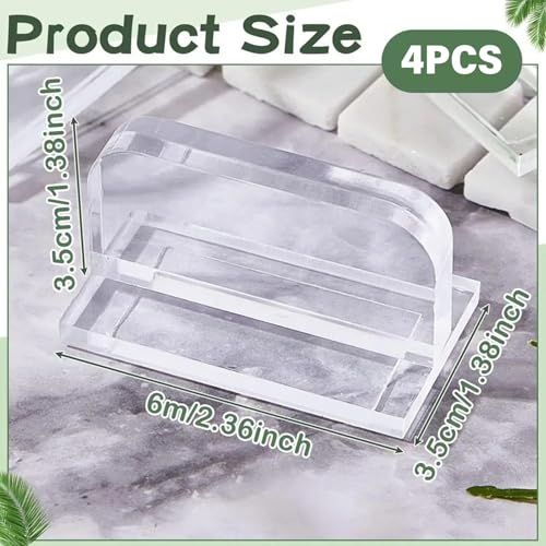 4-Pack 1.4"x1.4"x2.4" Transparent Adhesive Acrylic Handles for Glass Aquarium Lid
