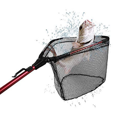 YVLEEN Folding Fishing Net - Foldable Fish Landing Net Robust Aluminum Telescopic Pole Handle and Nylon Mesh 16inch Hoop Size - color: B:16”/40cm Hoop Size (Fixed Handle) Red