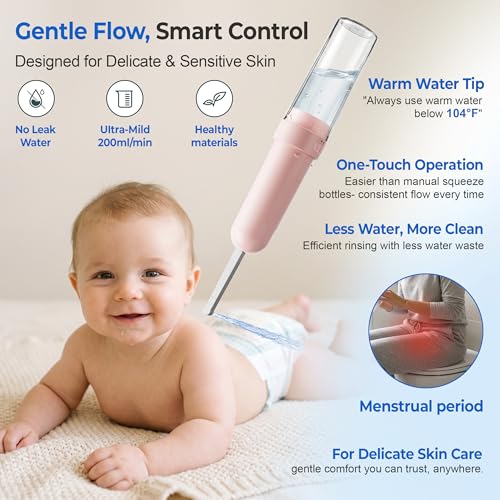 Electric Portable Bidet – Rechargeable Travel Bidet for Women Postpartum Care & Personal Hygiene | with 3 Pressure Modes for Home Travel & Camping (Pink) - color: Pink