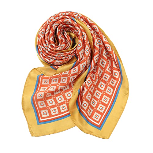 RIIQIICHY Women Head Hair Scarf Like Satin Silk Scarf Sleeping Hair Wrapping Night 27.5" - color: Ginger/Lake Blue/Orange/Red/Khaki