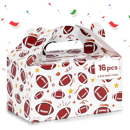 VGOODALL 16PCS Football Party Favor Boxes, 6.1 X 3.5 X 3.3 inch - color: Brown