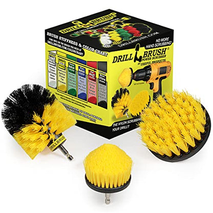 Bathroom Cleaner - Grout Cleaner - Bathroom Scrub Brush - Grout Tile Brush | Toilet Bowl Cleaner - Toilet Brush - Bathroom Drill Brush Set - Toilet Cleaner - Tile Floor Cleaner - Shower Cleaner Drill - color: Yellow