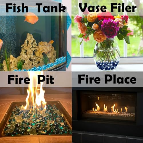 10-Pound Fire Glass Beads - 1/2" High Luster Fire Glass Drops for Fireplace Fire Pit | Gas Log Sets | Landscaping | Fish Tank, Royal Cobalt Blue Luster (Royal Cobalt Blue)
