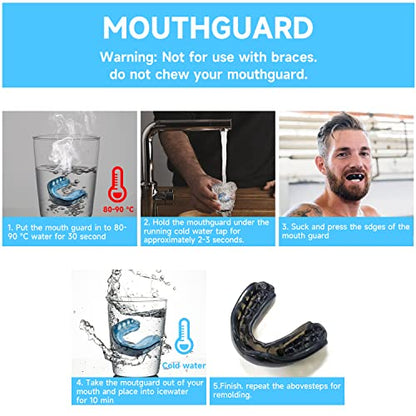 2 Pack Football MouthGuard with Straps and Case,Kid Mouth Guard Youth Football Mouthpiece,Kid Sports Mouth Guard for Boxing, Basketball, MMA, Lacrosse,Hockey,MouthGuard for Kid&Youth - size: Kid