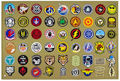 Tactical Patch Display Panel Holder Board for Military Army Combat Morale Uniform Hook and Loop Emblems, 24 Inches x 36 Inches (Medium), No Patches Included - color: Brown, Medium