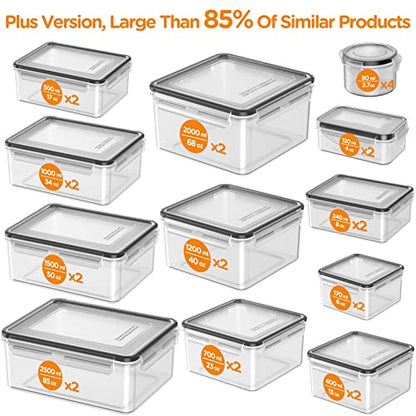 HOMETALL 52 Piece Airtight Food Storage Containers Set with Lids (26 Containers & 26 Lids),100% Leakproof Plastic Meal Prep Container Reusable, BPA Free Kitchen and Pantry Organization - Labels & Pen | 100% Leakproof Plastic Meal-Prep Containers Reusable(