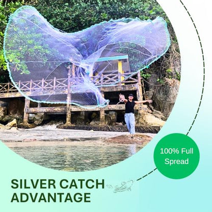 Cast Nets 4.5ft-10ft Radius|3/8",1/2",1" Mesh for Fishing with Chain Bottom, Salt Water Casting Fishing Net Gear, Easy Throw Nets Fishing Bait - Elite Series - size: 6' Radius | 1" Mesh