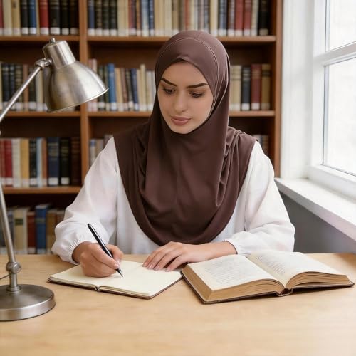 Instant Hijab Ready To Wear Hijab Scarf for Women Soft Long Muslim Jersey Hijabs Head Scarf for Prayer Abaya - color: Coffee