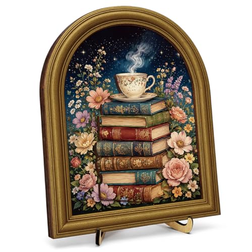 3D Vintage Book Floral Desk Decor Sign, Library & Study Room Framed Wall Art Sign, Book Lovers Gifts for Home Bedroom Living Room Desk Wall Shelf Decor 8x10 Inch - color: Funny-10