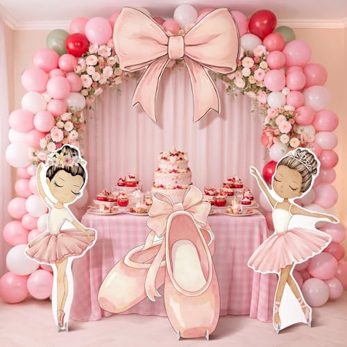 4 Pcs Large 23.62" Ballerina Dancer Cardboard Cutouts, Pink Ballerina Party Yard Signs Decoration for Baby Shower Wedding Birthday Dance Party Supplies Ballet Themed Decor - style: Ballet