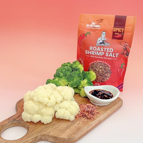 GrandpaKong Roasted Shrimp Salt (SPICY) – Crispy Chili Shrimp Salt Seasoning, Extra Crunchy Umami Heat, Real Shrimp, Khmer Craft Recipe, All-Purpose Dipping Fruits or Topping for Noodles, Rice, Seafood & Snacks – 8 oz Bag (SPICY)
