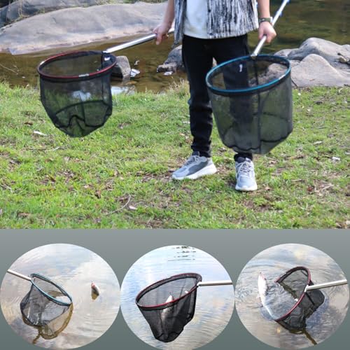 Fishing Net 2 Pack Retractable Lightweight Landing Net with Aluminum Rod Handle Fishing Nets for Youth Catch and Release Butterfly Nets - style: 40cm Blue+red