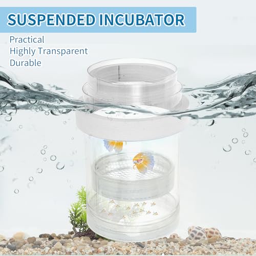 Suspensions Breeder Box, Floating Mesh Isolation Fish Tank Separator Set, Ideal for Aquatic Pets, Small, White, 1 Set