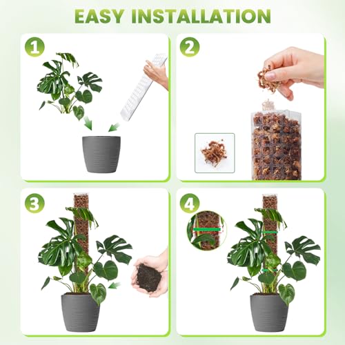 EOX 2 Pcs 36 Inch Plastic Moss Pole for Monstera, Large D Shaped Poles for Climbing Plants Work with Sphagnum Moss, 70 Inch Plant Stake Set of 2, Garden Ties - size: 2 PACK-36Inch