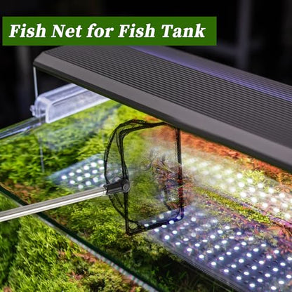 Fish Tank Net, Fine Mesh Aquarium Fish Net, Long Handle Fish Net, Stainless Steel Extendable Handle, Square Aquarium Cleaning Net for Aquarium Accessories - size: 5 inch
