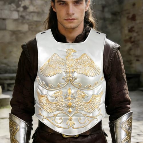 3 Pcs Medieval Knight Chest Guard, Retro Viking Body Chest Protector for Cosplay Party Renaissance Costume - color: Silver