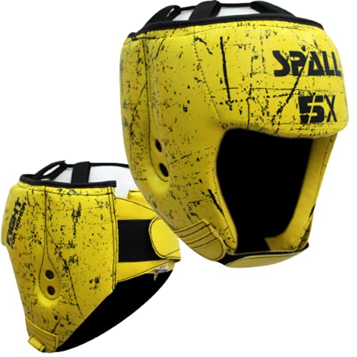 Spall Pro Boxing Headgear, Sparring Helmet for Fighting Sports Karate Boxing Martial Arts MMA and Taekwondo - color: Yellow